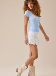 Blaire Short Sleeve Seamless Floral Tee Detail 4 - TULLABEE