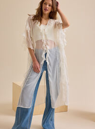 Ariah Ruffle Button Up Kimono Detail 2 - TULLABEE