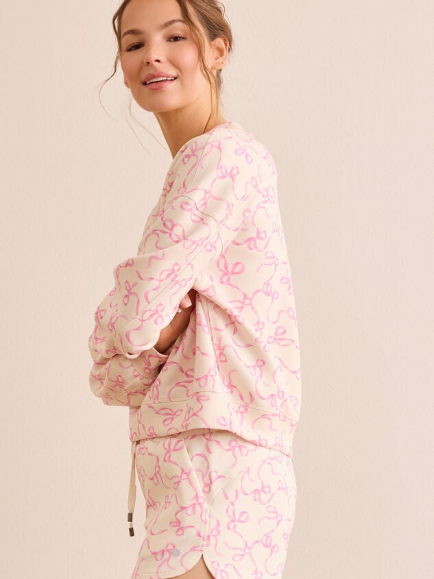 Blush Bow Supersoft Crew Pullover Detail 3 - TULLABEE