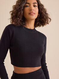 Phoebe Mock Neck Cropped Sweater Detail 3 - TULLABEE