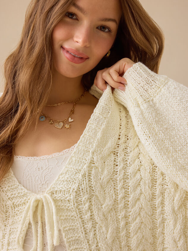 Dani Cable Tie Front Sweater Detail 3 - TULLABEE