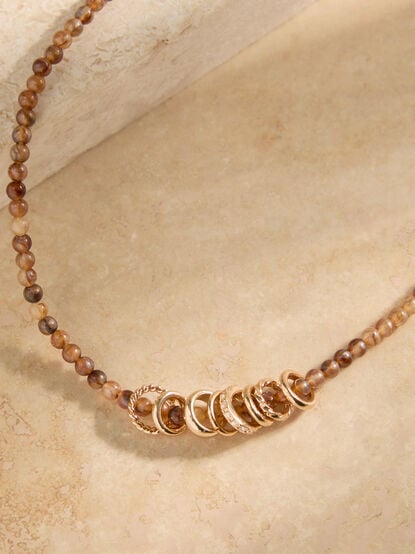 Beaded Rondelle Slider Necklace - TULLABEE