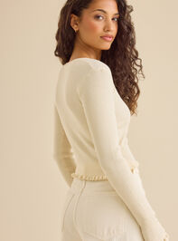 Ophelia Ribbed Pearl Top Detail 5 - TULLABEE