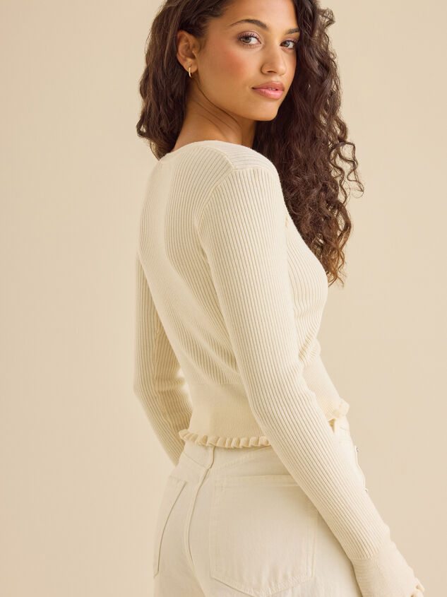 Ophelia Ribbed Pearl Top Detail 5 - TULLABEE