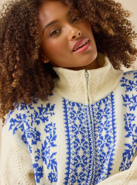 Kiley Fair Isle Zip Up Sweater Detail 4 - TULLABEE