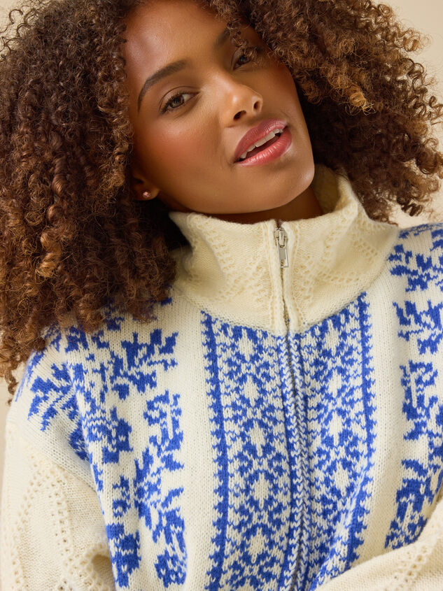 Kiley Fair Isle Zip Up Sweater Detail 4 - TULLABEE