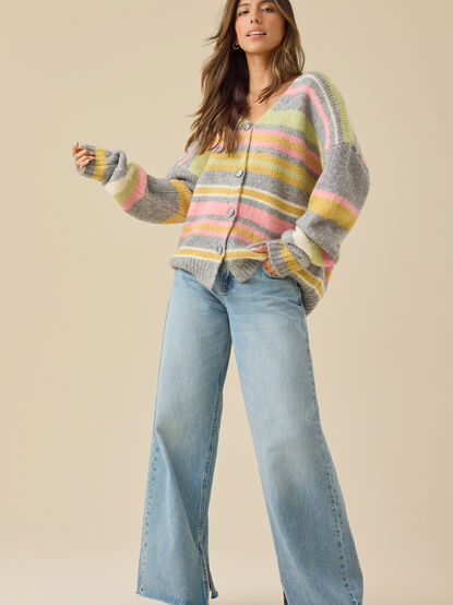 Edie Striped Oversized Cardigan - TULLABEE