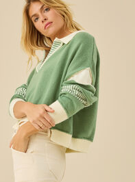 Beth Crop Mixed Media Pullover Detail 3 - TULLABEE