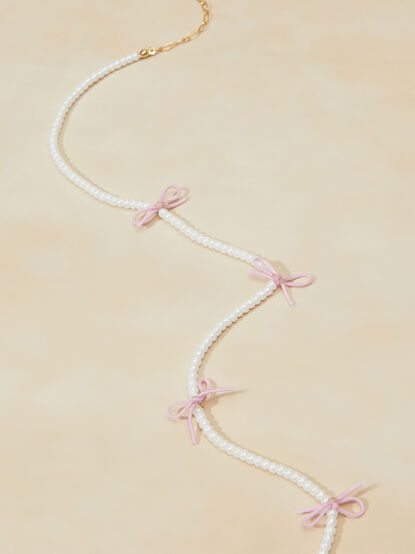 Dainty Pearl & Bow Necklace - TULLABEE
