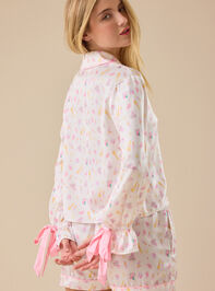 Emelia Champagne Button Up Sleep Shirt Detail 5 - TULLABEE