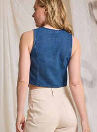 Tessa Tie Front Denim Vest Detail 5 - TULLABEE