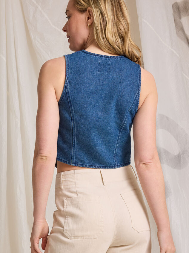 Tessa Tie Front Denim Vest Detail 5 - TULLABEE