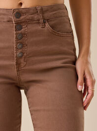 Reagan High Rise Brown Flare Pants Detail 3 - TULLABEE