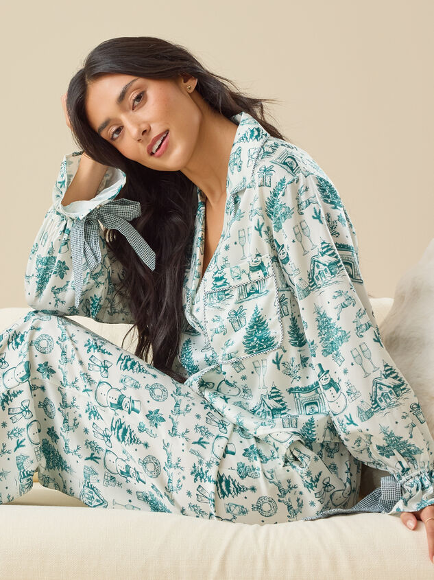 Kamila Satin Toile Sleep Pant Detail 4 - TULLABEE