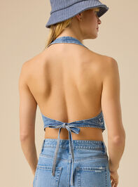 Emilie Star Denim Halter Tank Detail 5 - TULLABEE
