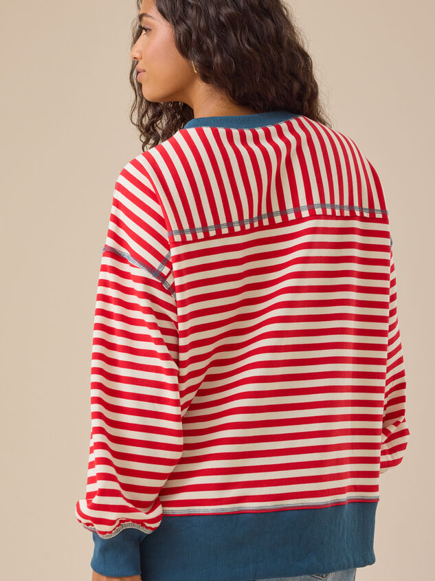 Pace Setter Stripe Crewneck Detail 4 - TULLABEE