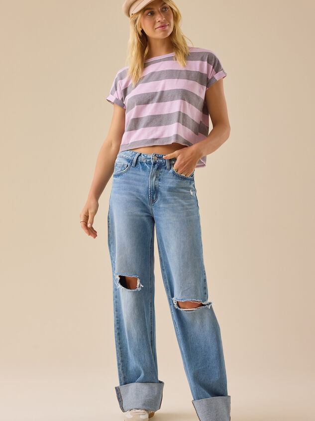 Demi Boxy Stripe Tee Detail 4 - TULLABEE