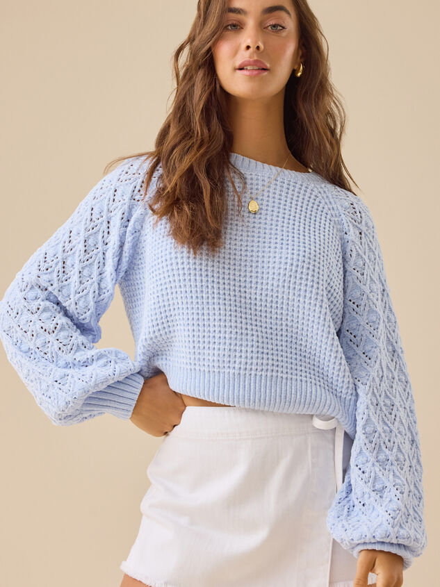 Hailey Chenille Pointelle Sweater Detail 3 - TULLABEE
