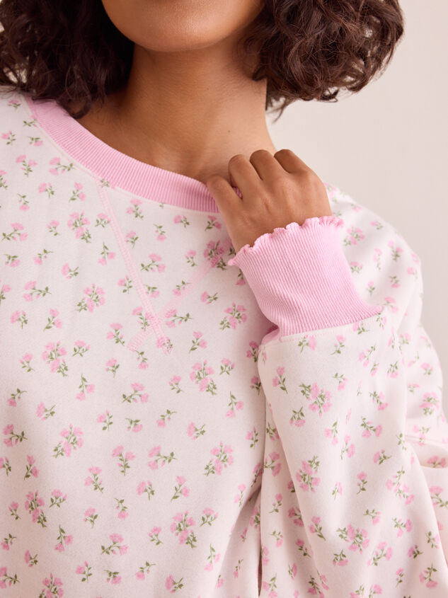Mindful Rest Floral Lettuce Edge Pullover Detail 3 - TULLABEE