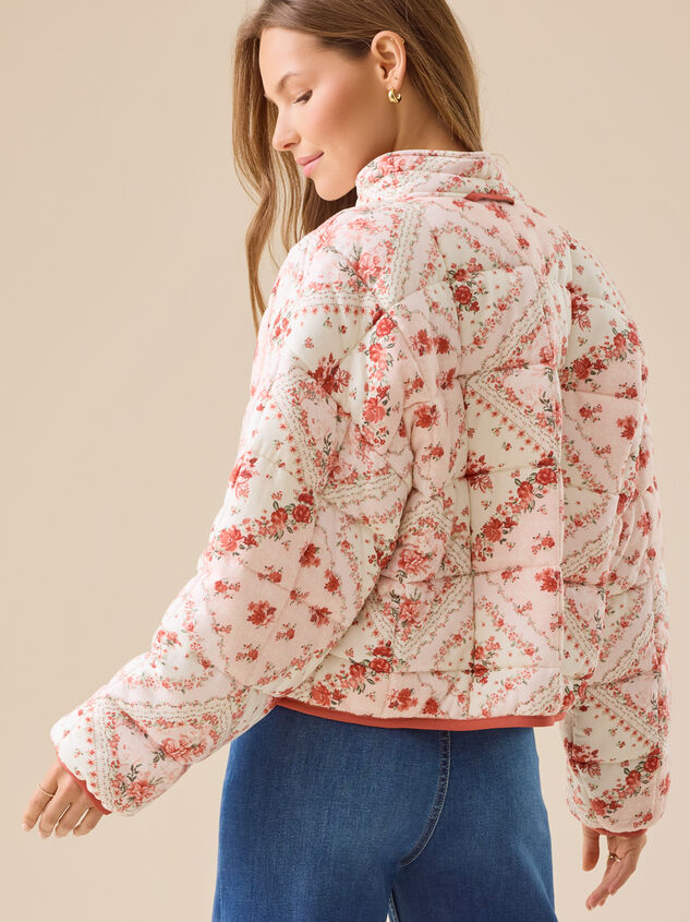 Lara Floral Quilted Jacket Detail 4 - TULLABEE