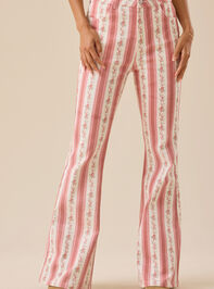 McKenzie Floral Stripe Flare Pant Detail 2 - TULLABEE