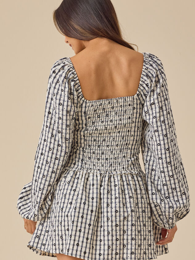 Navy Plaid Mini Dress Detail 4 - TULLABEE