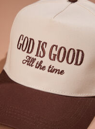 God is Good All The Time Trucker Hat Detail 2 - TULLABEE