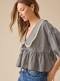 Greyson Gingham Tie Front Top Detail 4 - TULLABEE