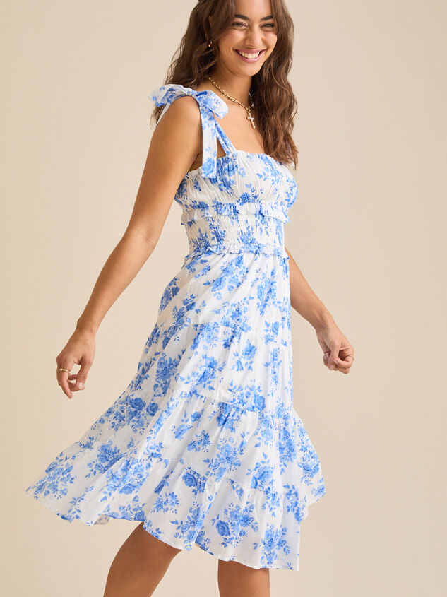 Oliana Floral Midi  Dress Detail 3 - TULLABEE