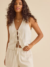 Penelope Striped Linen Vest - TULLABEE
