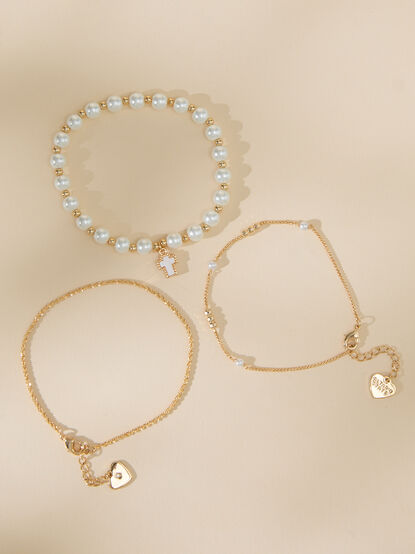 Golden Pearl Bracelet Set - TULLABEE