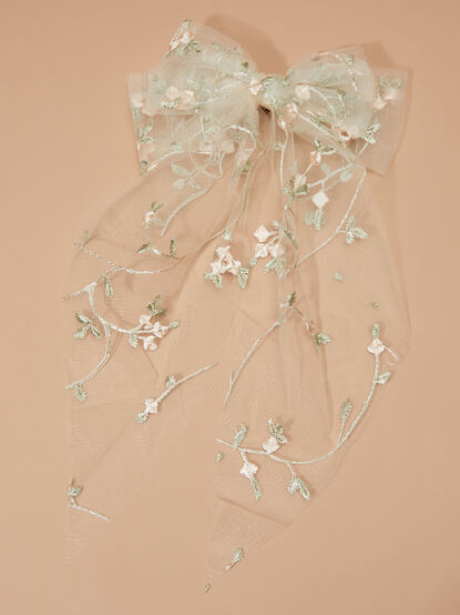 Floral Embroidered Tulle Bow - TULLABEE