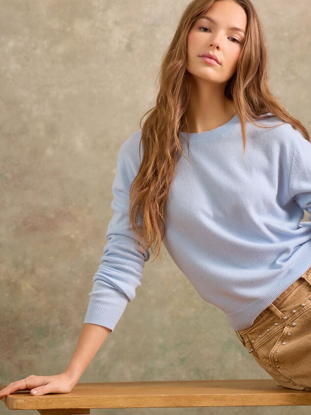 Marigold Cashmere Crew Neck Sweater Detail 4 - TULLABEE