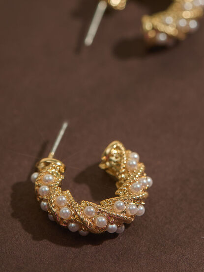 Twisted Pearl Mini Hoops - TULLABEE