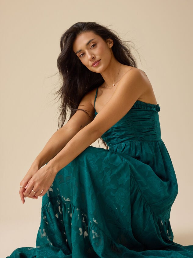 Hazel Ruched Front Maxi Dress Detail 2 - TULLABEE