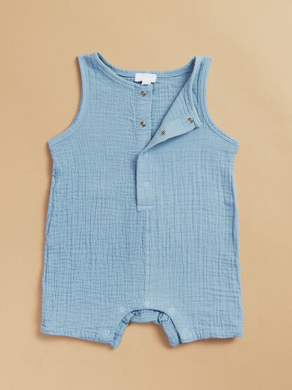 Colin Solid Muslin Romper - TULLABEE
