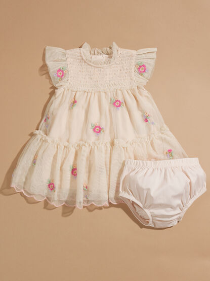 Amy Smocked Baby Dress and Bloomer Set - TULLABEE