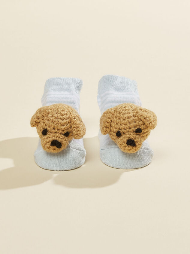 Blue Puppy Rattle Socks - TULLABEE