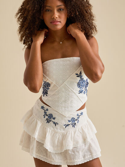 Louise Embroidered Mini Skort - TULLABEE