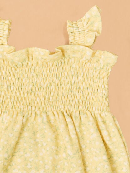 Amy Floral Smocked Bubble - TULLABEE