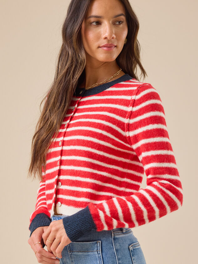 Hayden Stripe Cardigan Detail 3 - TULLABEE
