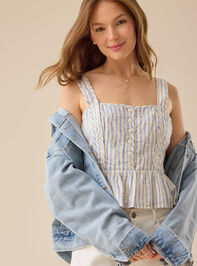 Orla Embroidered Peplum Tank Detail 3 - TULLABEE