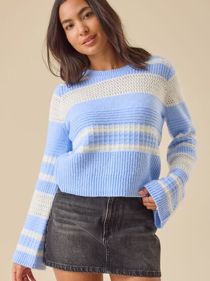 Suzanna Pointelle Striped Sweater - TULLABEE
