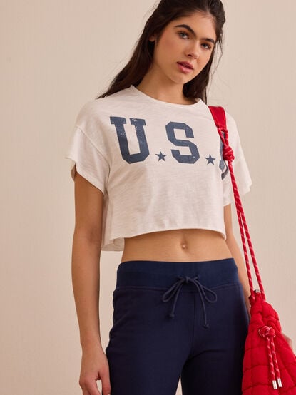 Varsity USA Cropped Tee - TULLABEE