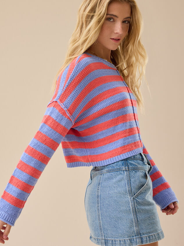 Delphine Bright Stripe Sweater Detail 4 - TULLABEE
