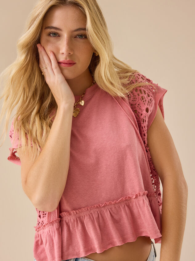 Micah Lace Peplum Top Detail 4 - TULLABEE