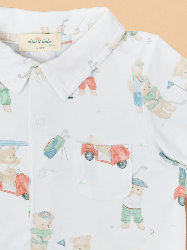 Tee Time Teddys Polo Shortie Romper Detail 2 - TULLABEE