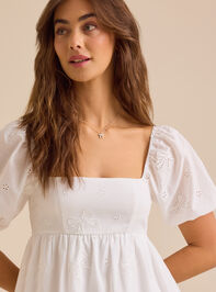 Jordan Bow Eyelet Mini Dress Detail 2 - TULLABEE