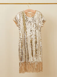 Allison Sequin Fringe Youth Dress Detail 2 - TULLABEE