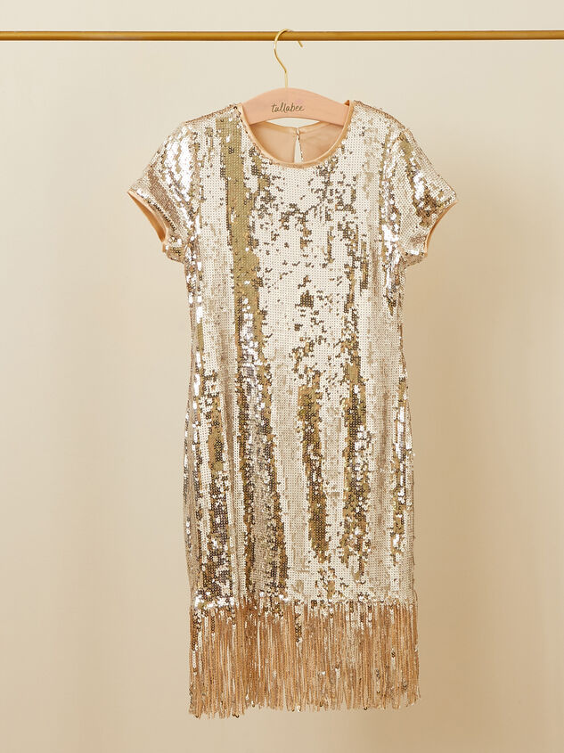 Allison Sequin Fringe Youth Dress Detail 2 - TULLABEE